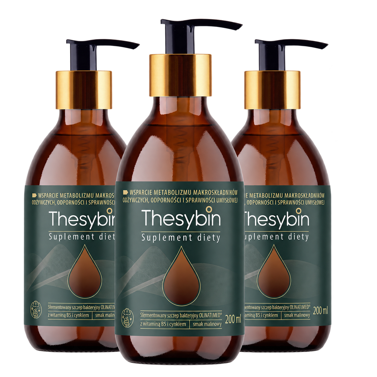 Three bottles of THESYBIN food supplement